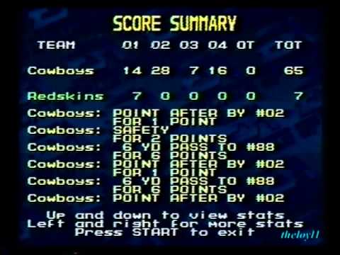 Madden NFL '94 stats from a couple of blowout games