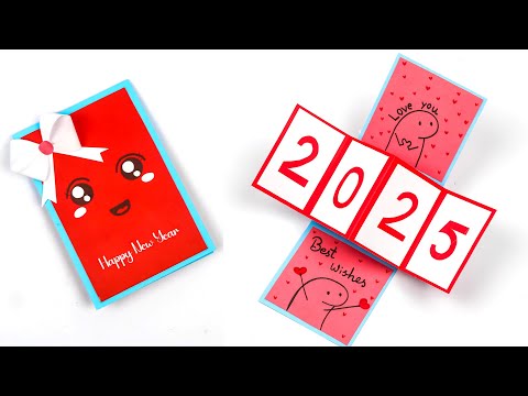 Happy New Year Greeting Card 2025 | Handmade New Year Card - easy card making ideas for best friend