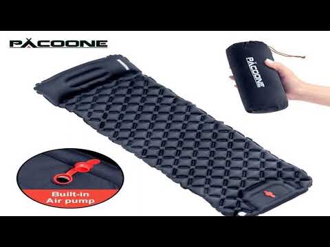 PACOONE Outdoor Camping Sleeping Pad Inflatable Mattress with Pillows Ultralight