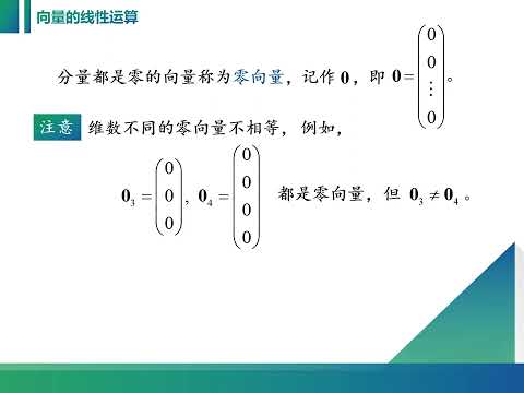 线性代数课程视频：4 1 1 向量及其线性运算，内容相对简单、易学