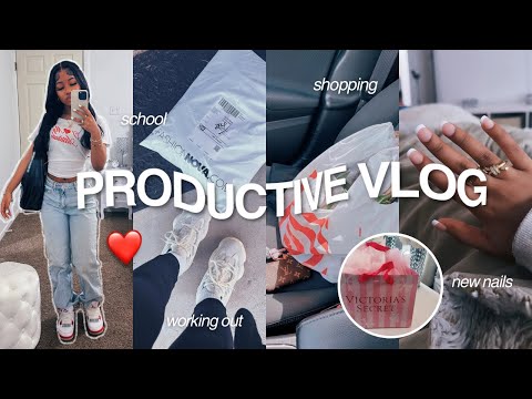 PRODUCTIVE VLOG | *days in my life* school, working out, gift shopping, new nails + more!