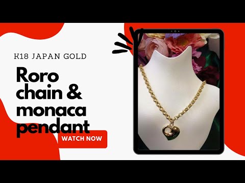 K18 japan gold japan jewelry roro chain necklace with monaca pendant #175