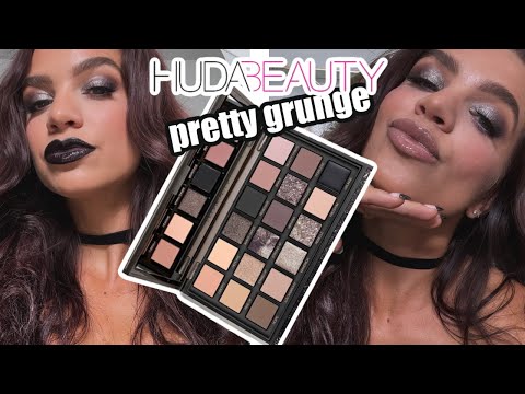 HUDA BEAUTY PRETTY GRUNGE EYESHADOW PALETTE + FACE GLOSS SWATCHES + TUTORIAL