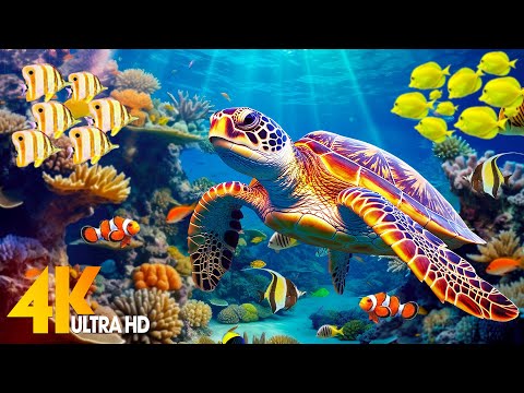 Under Red Sea 4K - Beautiful Coral Reef Fish in Aquarium, Sea Animals for Relaxation - 4K Video #47