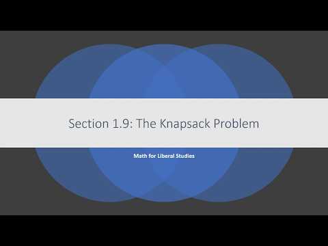 Math for Liberal Studies - Lecture 1.9 The Knapsack Problem