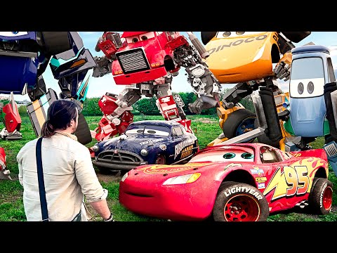 Lightning McQueen TRANSFORMERS in Real Life All disney cars 4 PIXARs