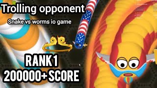 Snake Vs. Worms io game | I made world record scores 200000+ rank 1| snake.io #snakeio #snakevsworms