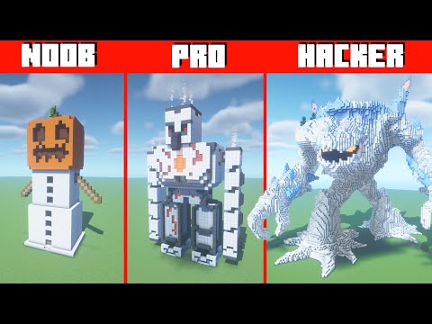 Minecraft NOOB vs PRO vs HACKER GOLEM BUILD CHALLENGE