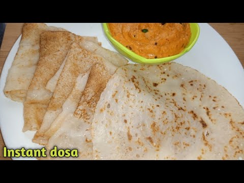 Instant dosa& chutney recipe /ఈజీగా అప్పటికప్పుడు చేసుకునే  టిఫిన్ స్పాంజ్ దోశ  & చట్నీ.