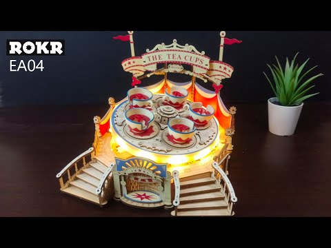 ROBOTIME Tilt A Whirl ROKR EA04 3D DIY Wooden Puzzle with Music and Motion.