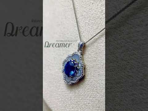 蓝托帕石吊坠项链Blue topaz pendant