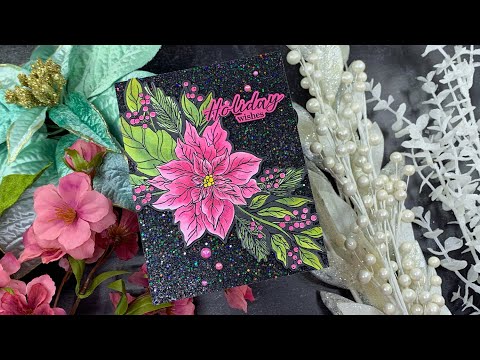 Watercolor w Mica Stain Sprays | AmyR 2023 Holiday Card Series #12