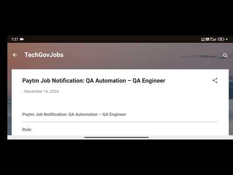 Paytm Job Notification: QA Automation – QA Engineer