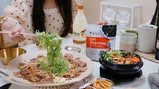 挑戰全韓式料理 😋Foodvlog ep58。新廚房開箱/人蔘雞/蔥絲烤豬五花/石鍋拌飯/安東燉雞/韓式小菜/韓式辣醬粉紅義大利麵