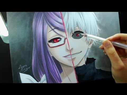 Speed Drawing - Kamishiro Rize\Kaneki Ken (Tokyo Ghoul)