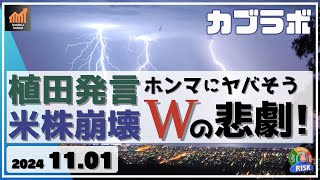 【カブラボ】11/1 植田発言＆米株下落により日経平均 急落！ 二重の要因で日本株は危険な状況に！