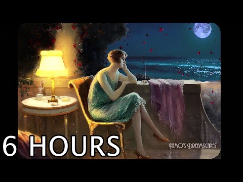 1930's Evening on a Terrace by the ocean w/ calming waves (Oldies playing in another room) 6HRS ASMR