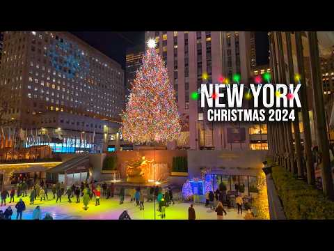 NYC 4K Christmas Walk 2024 ✨ Rockefeller Center Christmas Tree 2024 4K NYC Times Square, 6th Avenue