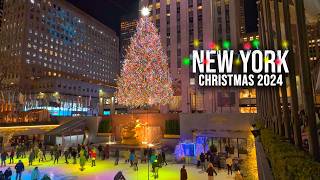 NYC 4K Christmas Walk 2024 ✨ Rockefeller Center Christmas Tree 2024 4K NYC Times Square, 6th Avenue