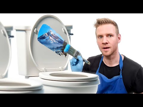 Painting like Bob Ross, on toilets...