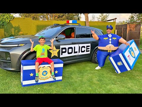 Sofia and Max Unboxing And Assembling Toy Police Car & play with colored toy blocks