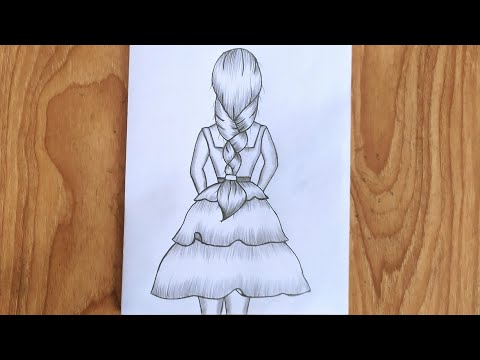 How to  draw  girl step by step  with beautiful dress | Girl drawing with bride | Easy sketch