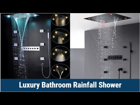 ceiling rain shower with led light colorful safe overhead waterfall shower