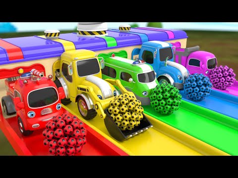 Wheels on the Bus + Baby Shark - colorful balls and School Bus - Baby Nursery Rhymes & Kids Songs