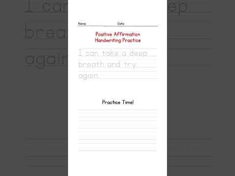 Positive Affirmation Handwriting Practice Worksheets