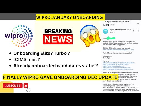 WIPRO ONBOARDING UPDATE 2022 | JAN OR FEB | ELITE PHASE & TURBO | ICIMS MAIL |