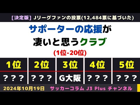 (#3)【Jリーグ：60クラブ】「サポーターの応援が凄い！」と思うクラブ (TOP20) (前編)