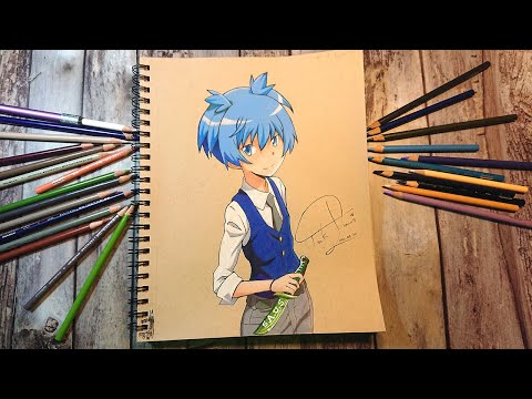 Colorpencil drawing anime | Nagisa 渚 | Assassination Classroom (暗殺教室) | TenK Draws