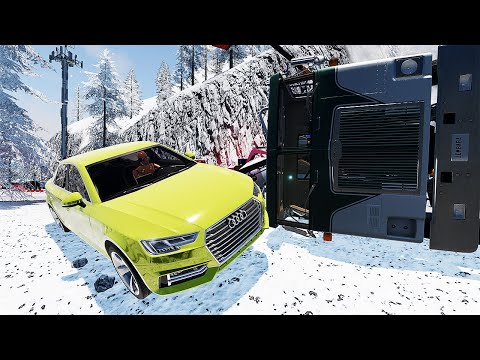 Cars VS  DANGEROUS CLİFF #16 Steep Slopes Mountain Road - Don't Stop - BeamNG Drive