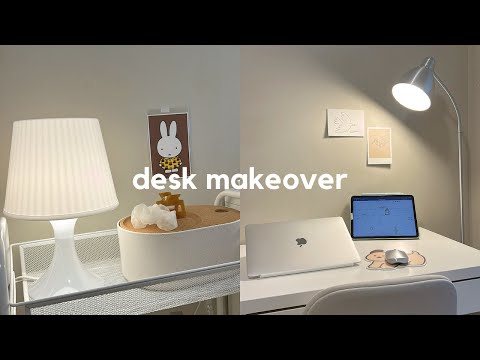 desk makeover 2023 🖥️ redecorating for the new semester, minimalist aesthetic, pinterest inspired