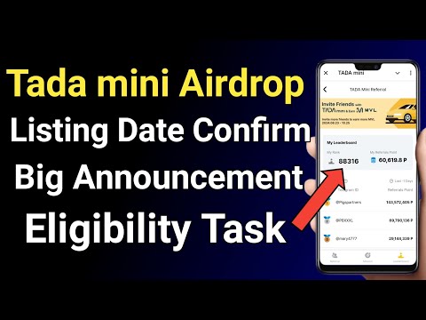 Tada mini airdrop listing date || Tada mini airdrop || Tada mini listing date