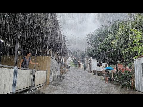 Super heavy rain in my village, very heavy, immediately fell asleep with the sound of heavy rain