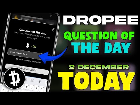 Dropee Combo Today | Dropee Question Of The Day 2 December | Dropper Daily Combo Today |Dropee 2 Dec