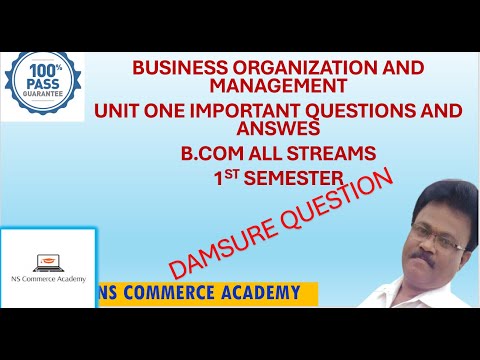 IMPRTANT QUESTIONS UNIT-1 - BOM - 1ST SEMESTER - B.COM ALL STREAMS - OU