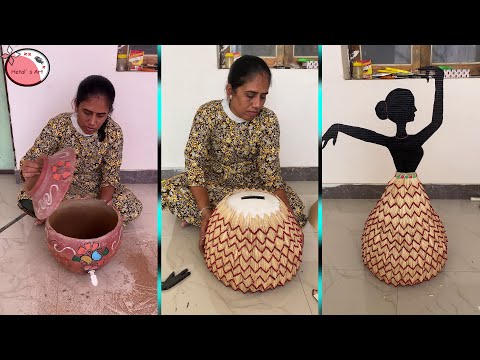 Old Water pot Decoration using matchsticks - Doll Making #matchsticks #water #old