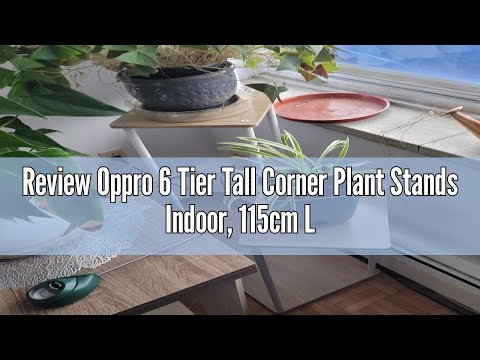 Review Oppro 6 Tier Tall Corner Plant Stands Indoor, 115cm Large Metal Wood Flower Pot Shelf for Mul