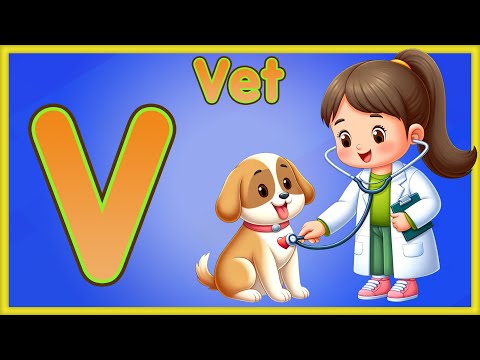 Letter V | Vet, Vegetables, Volcano & Van - Learn the Letter V