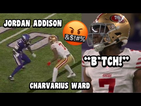 Jordan Addison Vs Charvarius Ward GOT PHYSICAL! 🤬 (WR Vs CB) 49ers Vs Vikings 2023 highlights