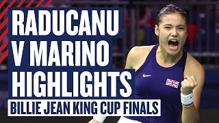 Highlights - Emma Raducanu v Rebecca Marino | GB v Canada - Billie Jean King Cup Finals 2024 | LTA