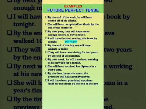 Future Perfect Tense -Structure with examples #futuretense #futureperfecttense #shorts VS ENGLISH