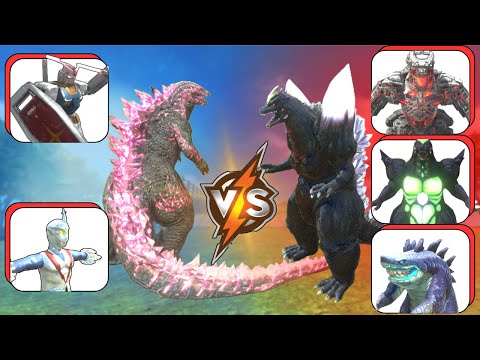 Evolved Godzilla try to rescue Gundam From Space Godzilla and some Kaiju