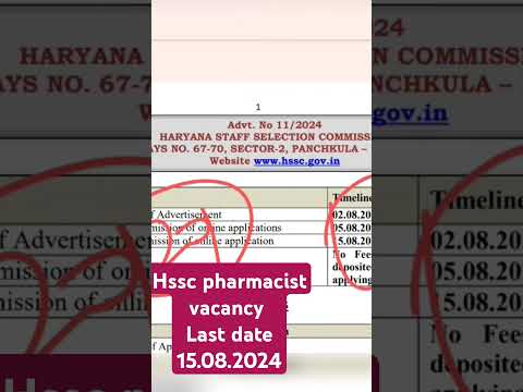 hssc pharmacist vacancy 2024