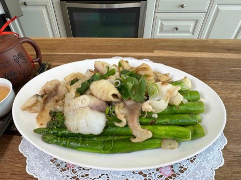 [ 脆肉鯇魚片膾蘆筍 ] - 家常菜，魚片爽口，蘆筍翠綠，淸淡營養口味好，老少咸宜，好下飯。