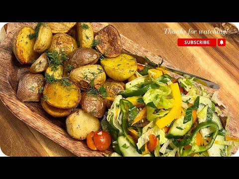 Roasted Potatoes & Salad | Easy, Healthy Side Dish for Dinner!