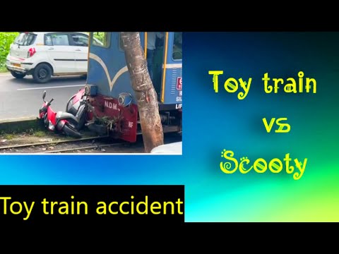 Dangerous toy train accident | Toy train vs scooty crash