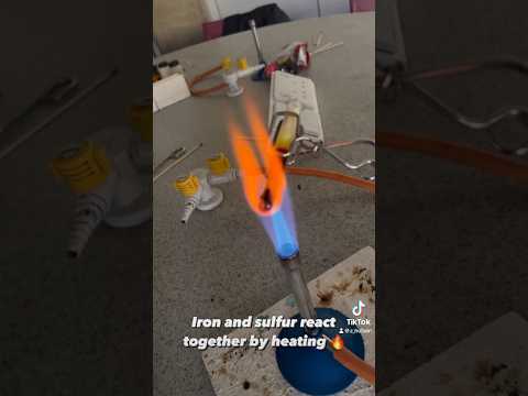 Iron and sulfur reaction🔥 #chemistry #ironsulfide #science #teacher #classroom #experiment #iron